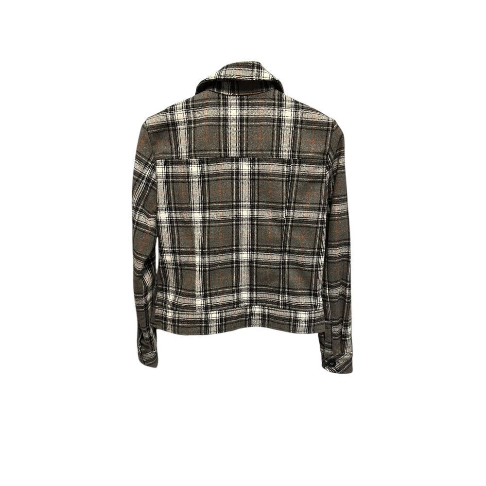 Plaid Flannel Jacket Button Front Shacket Gray Bl… - image 7